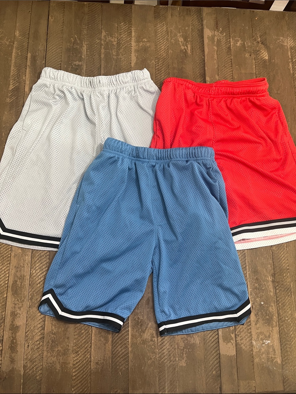 Mesh Athletic Shorts Trio - Blue, Red, light Grey